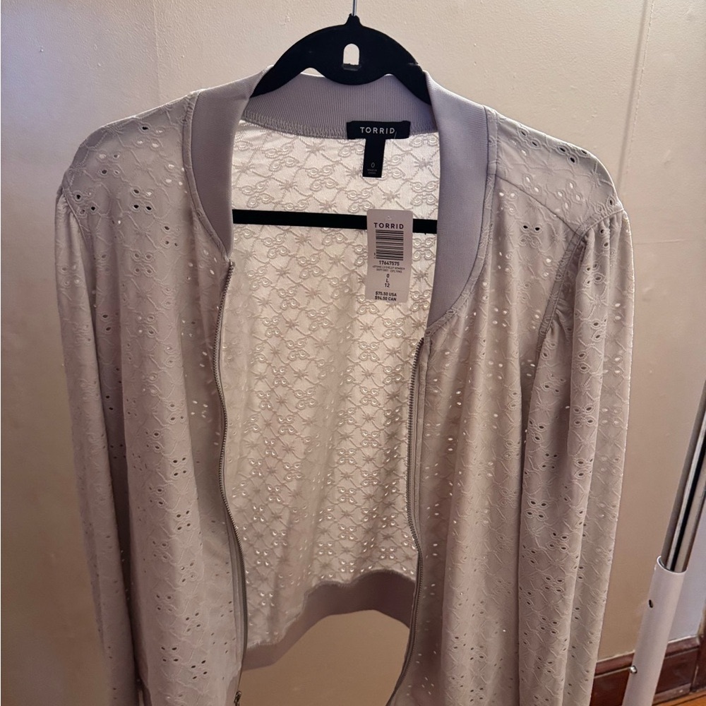 Torrid Stone Eyelet Bomber Jacket NWT